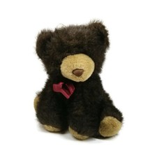 Brown Bear 11" Plush Sitting Red Ribbon Stuffed Animal Toy Teddy Tan Paws Snout