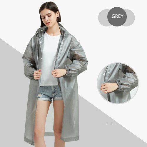 Unisex Adult Raincoat Waterproof Rain Coat Hooded Jacket Poncho Rainwear Camping - Picture 17 of 35