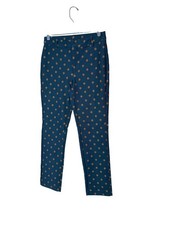 Free People Pants Womens 10 Green Polka Dot Twill Ankle Slim Crop Stretch Casual