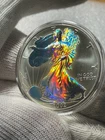 2002 American Silver Eagle Hologram 1 Troy Oz .999 Silver Fine Silver In Capsule