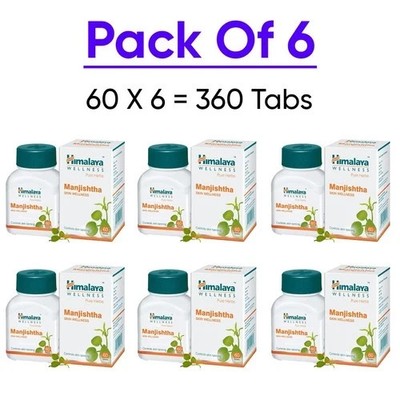 Himalaya Kräuter MANJISHTHA Tabletten Haut Wellness 6 Schachteln 60 Tabs KOST...