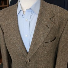 70s Hart Schaffner Marx Blazer 44L Soft Tweed Overcheck Virgin Wool