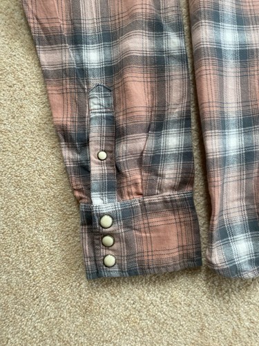 All Saints Wyoming Langarm Flanell Karo Button Down Perlen Druckknopf Hemd Medium - Bild 3 von 17