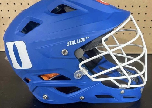 New Duke Blue Devils Lacrosse Helmet Schutt Stallion 575 Medium Matte Royal Blue - Picture 3 of 10