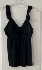 XL black ruffle tankini top