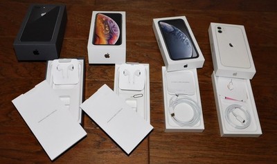 LOT 4 Apple iPhone 11, XR, XS, 8 Plus Empty Box Only + Cables & EarPods Unused