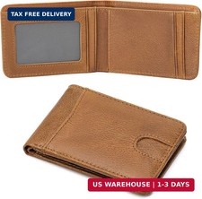 Men's Genuine Leather Wallet RFID Blocking Slim Bifold Minimalist Front Pocket