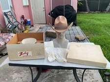 Vintage 1960s Bailey 4X Beaver ADOBE PUNCHY/Custom Shaping Cowboy 7-3/8 &Hat Box