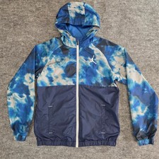 Air Jordan Windbreaker Jacket Kids XL 13-15 Years Blue Tie Dye Full Zip Hooded