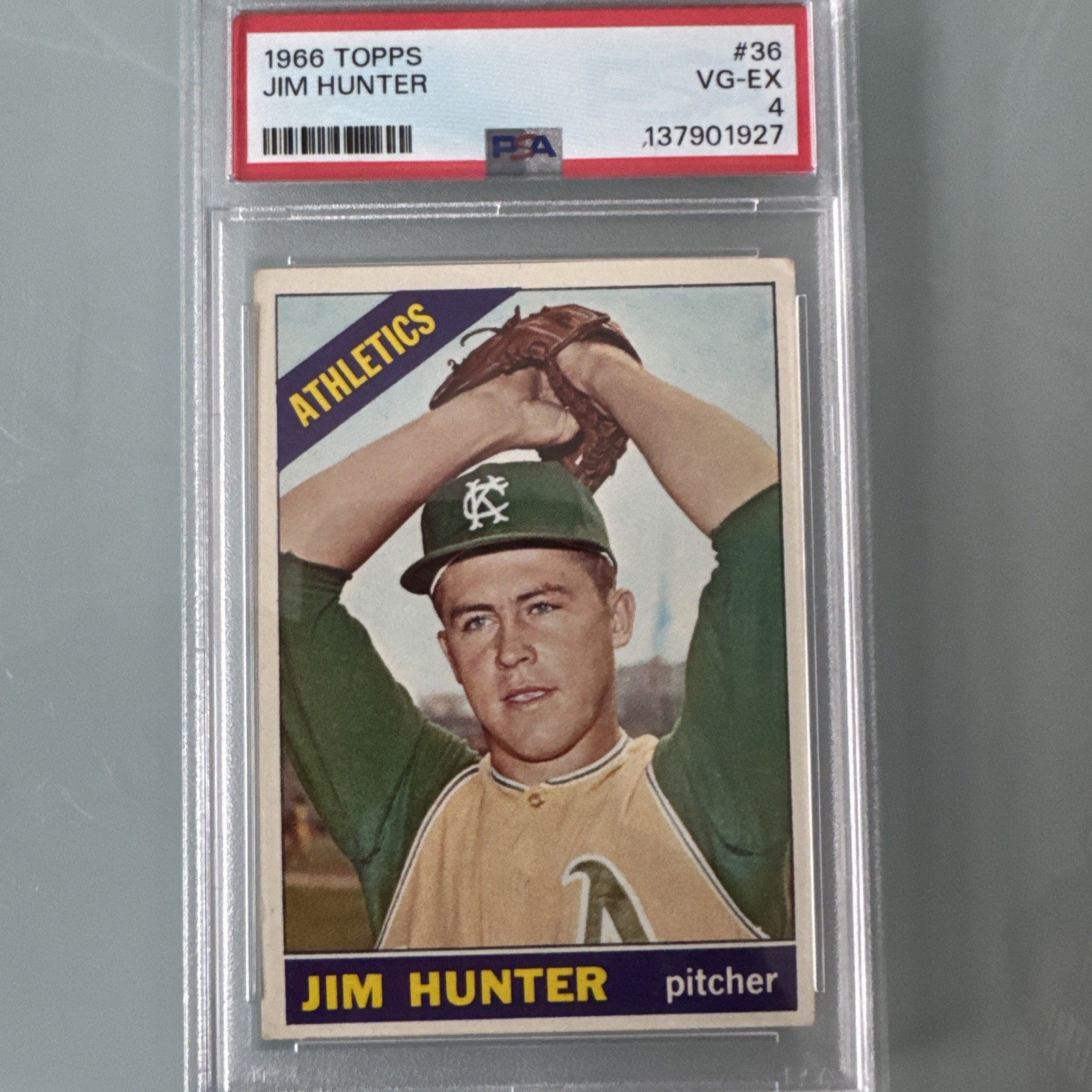 Jim Catfish Hunter 1966 Topps #36 | PSA 4 VG-EX Newly Graded