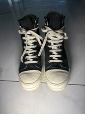 Rick Owens DRKSHDW High Top Lace-Up Zip Sneakers Black/White Toe Cap