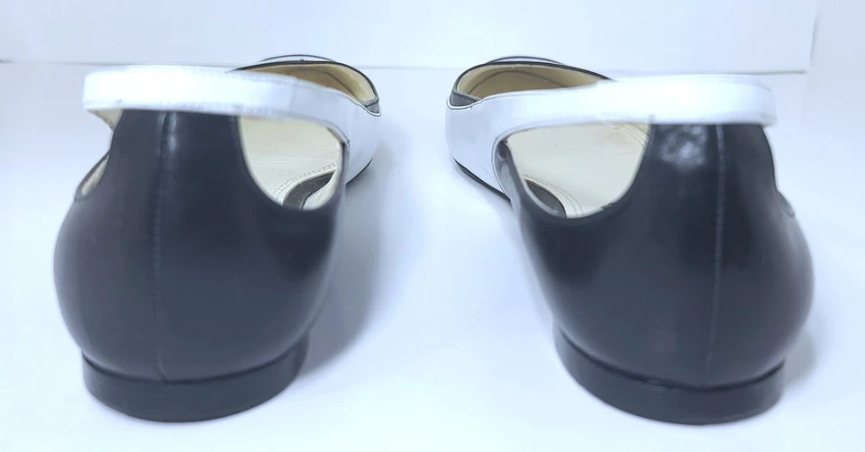 Ralph Lauren Collection Sz 38.5 8* Black & White Ballet Flats Cutouts Minimalist - Image 4 of 4