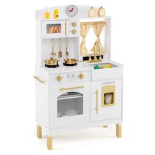 Play Kitchen w/3 Adjustable Heights, Microwave, Stoves, Sink, Oven, Ice Maker