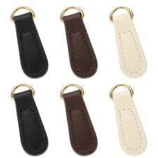 6pcs Zipper Pull, Leather Zipper Replacement Repair, Black/Dark Brown/White