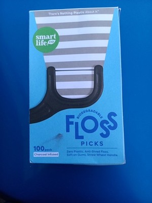 Smart Life Co SmartPik Eco Friendly Dental Flossers Charcoal Infused 100 Ct NIB 
