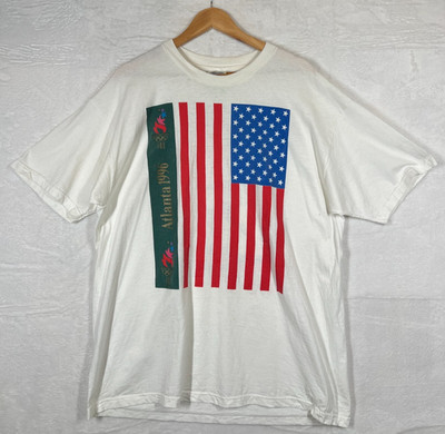 Vintage Champion Atlanta 1996 Olympics T-Shirt XL USA Flagge Leichtathletik