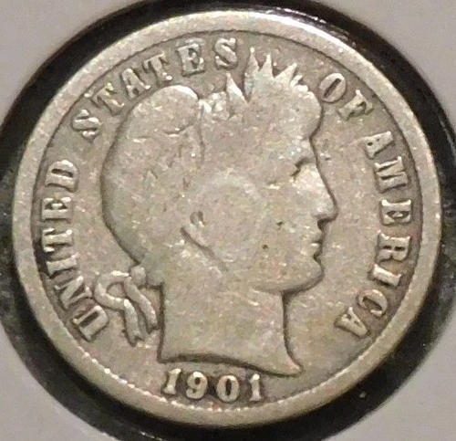 Silver Dime - Barber - 1901 (Cleaned)