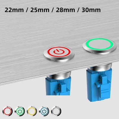 Metall Druckschalter Drucktaster Ø 22 25 28 30mm Rastend Tastend LED 24V 220V