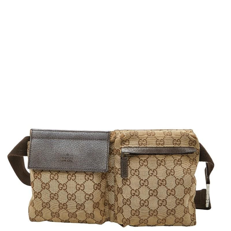 Gucci GG Borsa in pelle di tela beige marrone vintage autentica