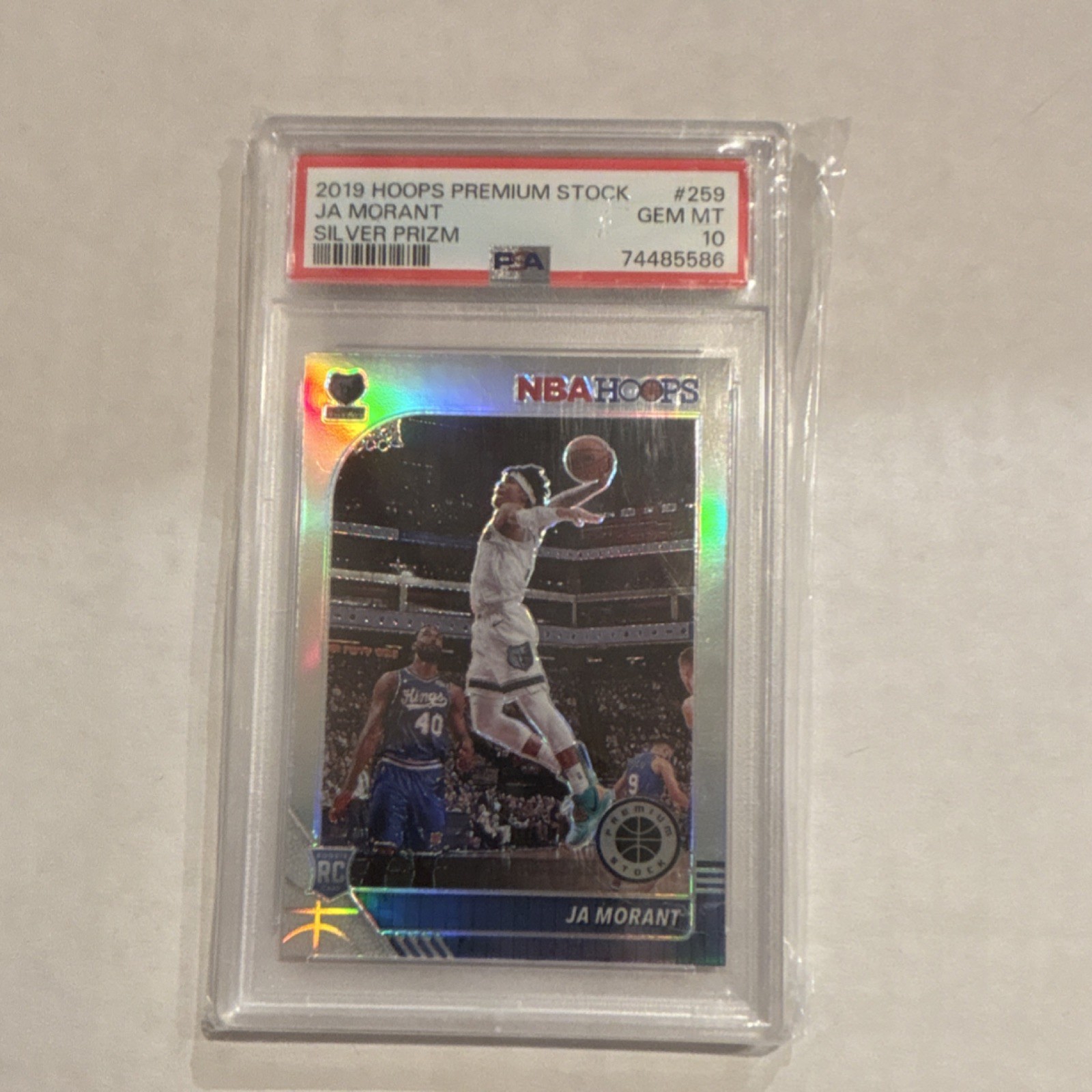 Panini 2019-20 Hoops Premium Stock Ja Morant #259 Silver Prizm Rookie PSA 10