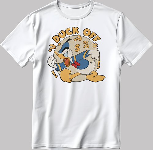 Donald Duck Duck off Short Sleeve White-Black Men / Women's DE13 - Picture 2 of 6