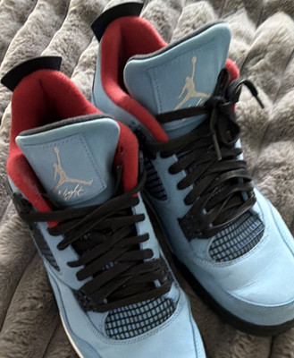 Travis Scott Air Jordan Mid Top Blue Black Red Men's Basketball Lace-Up Sneaker