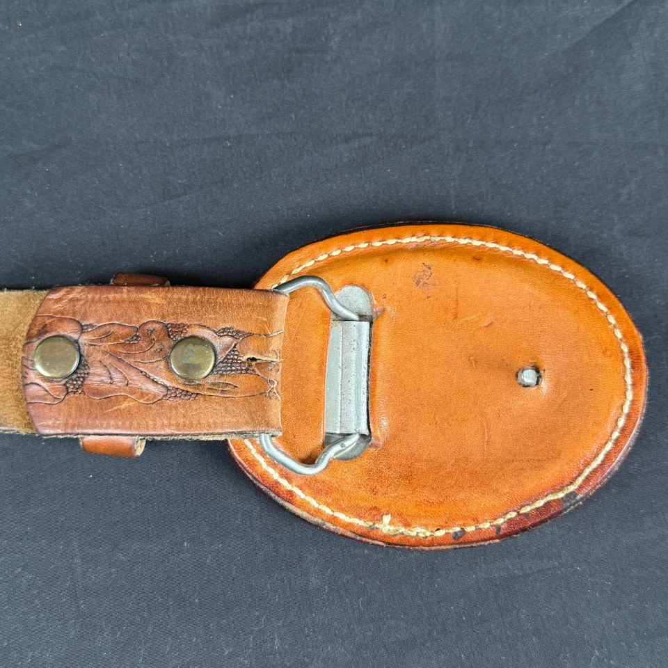 Винтажный кожаный ремень + пряжка Dick Richard 40 дюймов тисненый тисненый вестерн Richard - Изображение 3 из 4