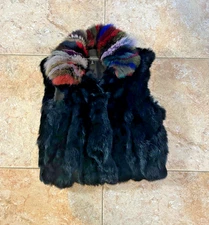 Adrian Landau rabbit fur vest with fox collar
