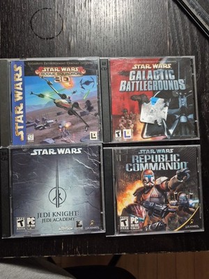 Lot Of 4 Star Wars PC CD-ROM Lucasarts Republic Commando Battle Grounds Jedi Kni