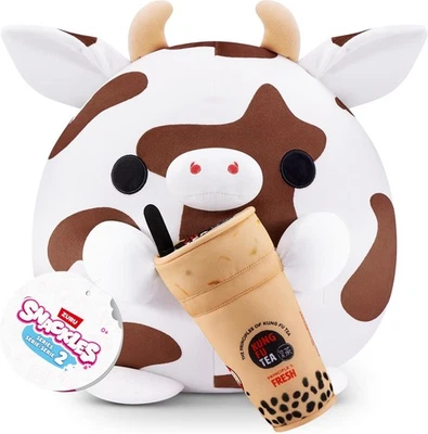 ZURU Snackles Kuh Bonnie mit Kung-Fu-Bubble-Tea, Serie 2.5 - Kuscheltier (20 cm)