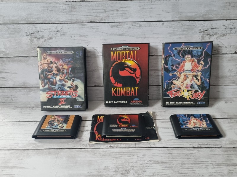Sega Mega Drive Bundle 3 games, Mortal Kombat Fatal Fury Streets of Rage 2 PAL