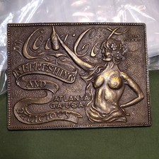 Coca-Cola Bronze Belt Buckle Soda Theme Collectible. Made by Tiffany Foundry