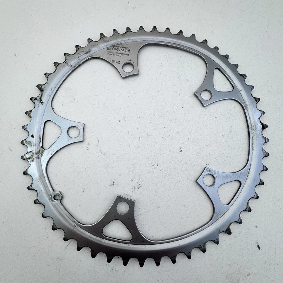 Plato vintage Shimano Biopace 52t 130 BCD 5 pernos bicicleta de carretera ovalado Japón A39 Foto 3 de 4