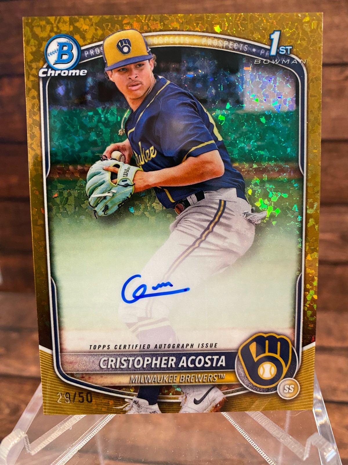 2025 Bowman Chrome Gold Mini Diamond #CPA-CAC Cristopher Acosta RC Auto /50