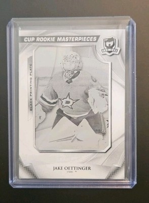 Jake Oettinger 20-21 The Cup Rookie Masterpieces Auto Black Printing Plate 1/1