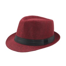 Men Women Black Fedora Hat, Straw Trilby Cuba...