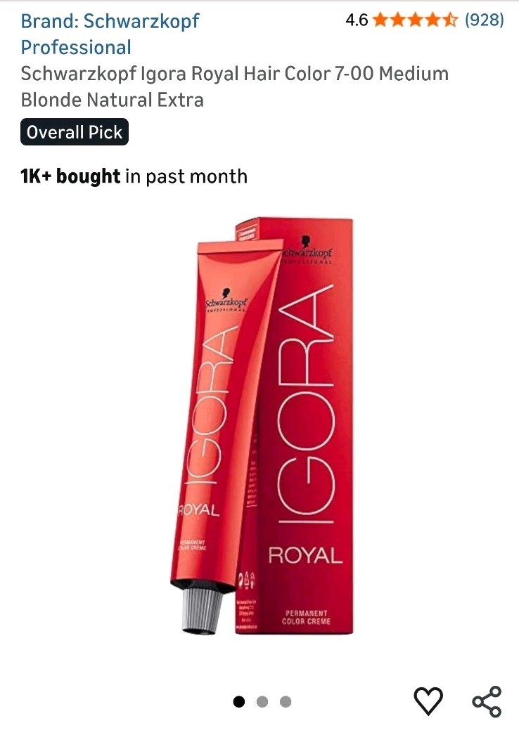 Lot of 2 Schwarzkopf IGORA ROYAL Permanent Hair Dye Cream 7-