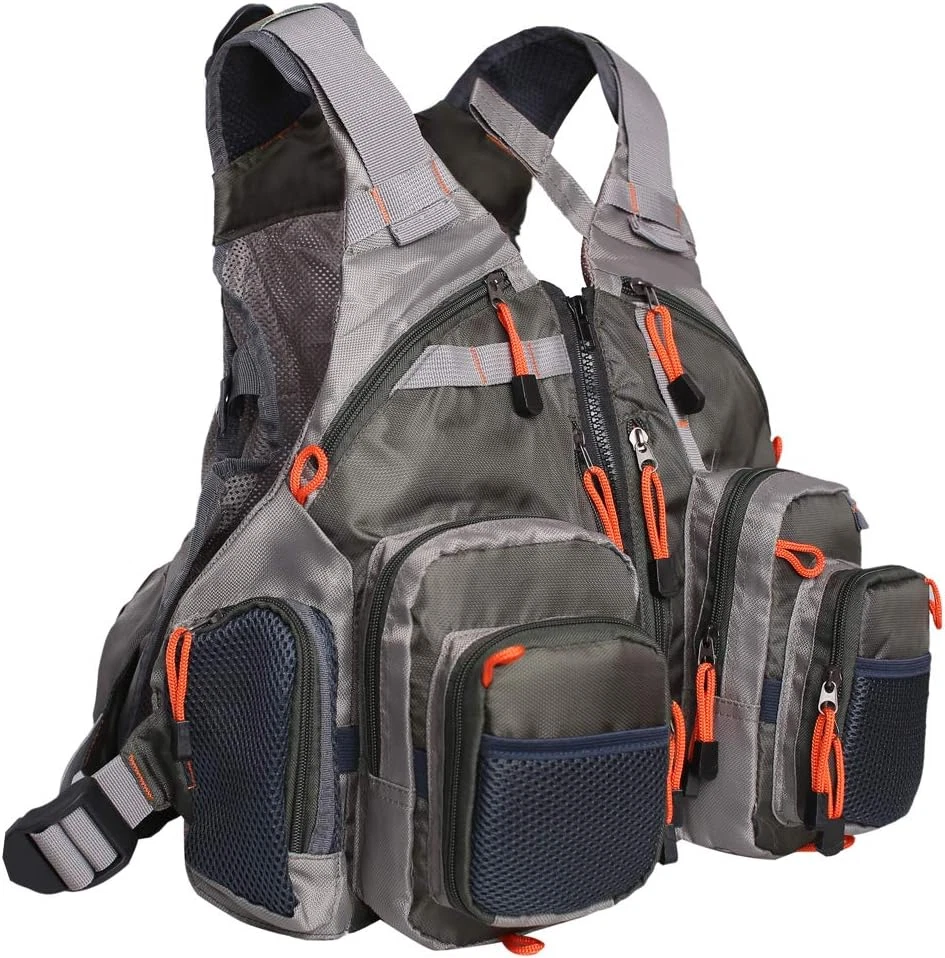 Lightweight Fly Fishing Vest with Multi Pockets Adjustable Size Mesh Fishing Bac