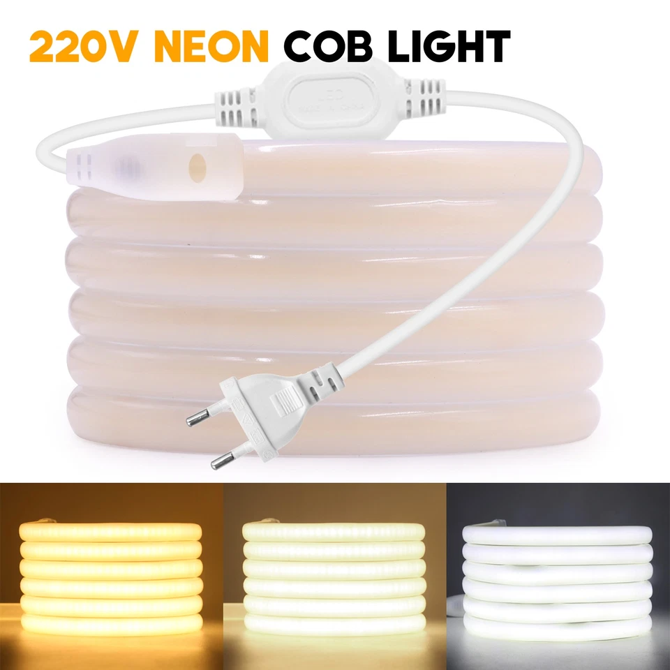 230V Neon COB LED Streifen Stripe Lichtschlauch Lichterkette Wasserdicht Dimmbar - Bild 2 von 4