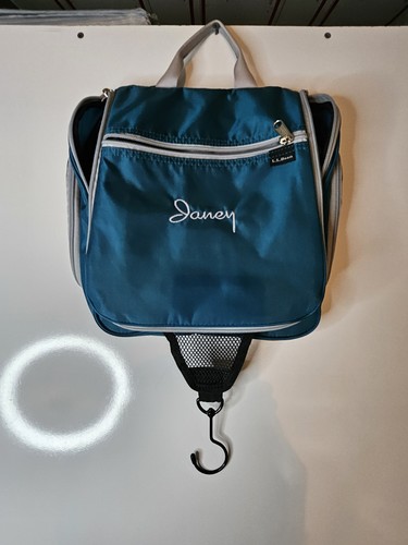 L.L.Bean Personized "Janey" Organizer Hanging Toiletry Bag Blue Medium Travel