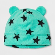 NWT Girls' Star Fleece Beanie - Cat Jack Turquoise with Ears