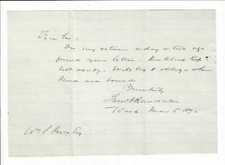 Samuel J. Randall Signed Letter 1892 / Autographed Speaker of the House