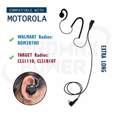 Extra Long PTT Earpiece for Target & Walmart Walkie Talkie Radios (Motorola)