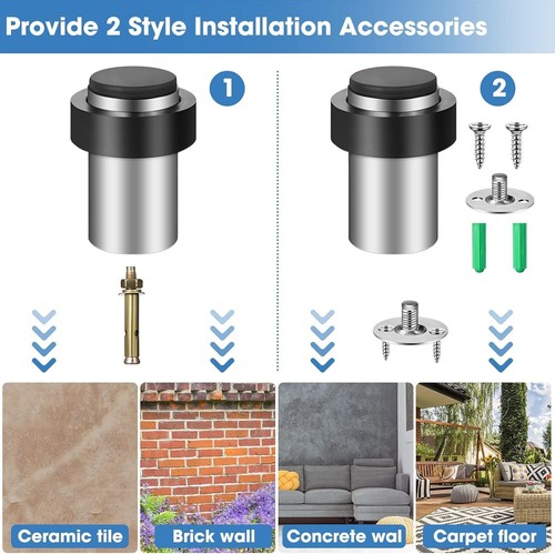 30 Pcs Door Stops Floor Mounted Door Stopper Stainless Steel Cylindrical Floo... - Picture 7 of 7