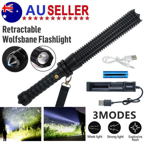 Most Powerful Rechargeable Baseball LED Flashlight Security Torch Baton Lamp - Picture 7 of 24