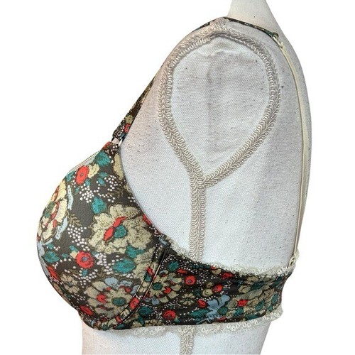 Aerie Floral Padded Underwire Bra Women’s Sz 38C in Gray Multicolor Print - Picture 3 of 6