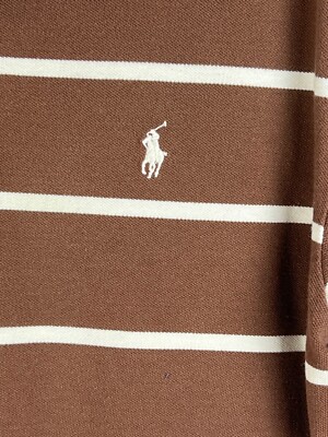 Ralph Lauren Polo Short Sleeve Brown White Stripe Men's Extra