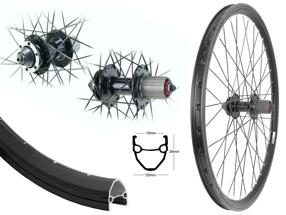 AGGRO-X 24 Zoll Hinterrad Disk Hohlkammer schwarz Laufrad 6-Loch schwarz 8-10fach 19-507