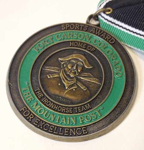 Fort Carson Colorado Sports Award Medal Medallion w Ribbon - Picture 3 of 6