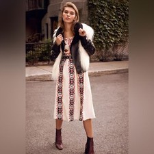 Ecote Emilia Embroidered Pleated Midi Dress